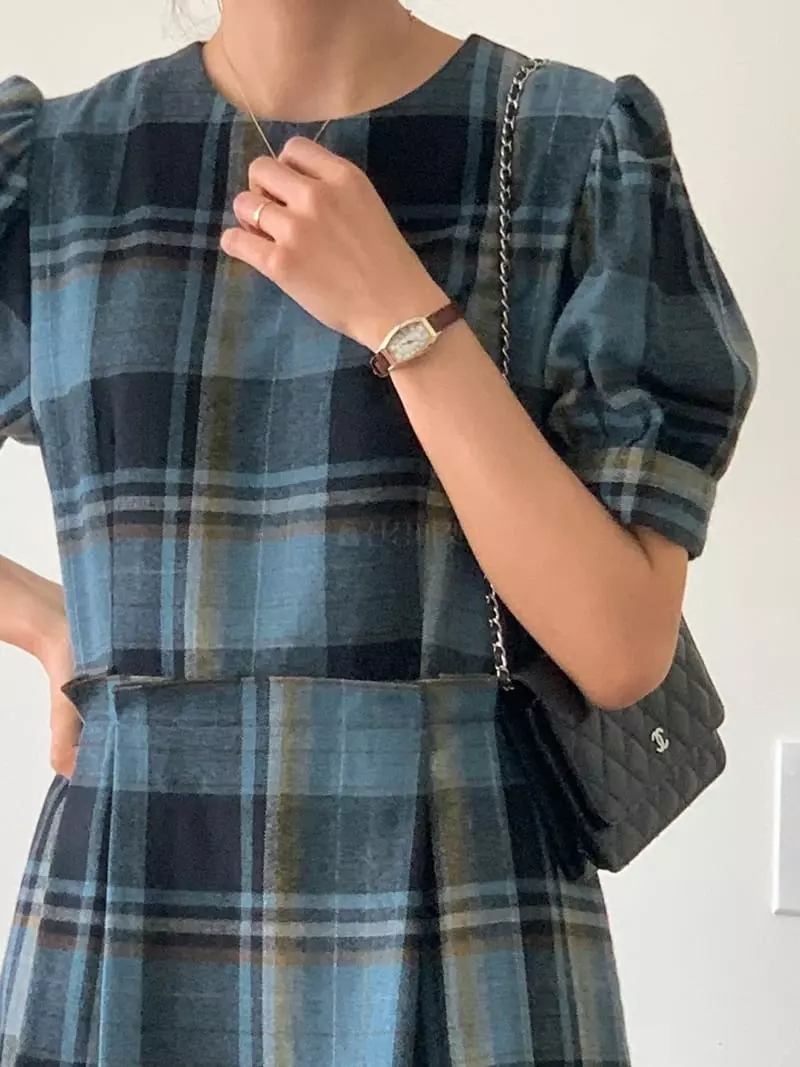 Gracia - Korean Women Fashion - #momslook - Amo Check One-piece - 2