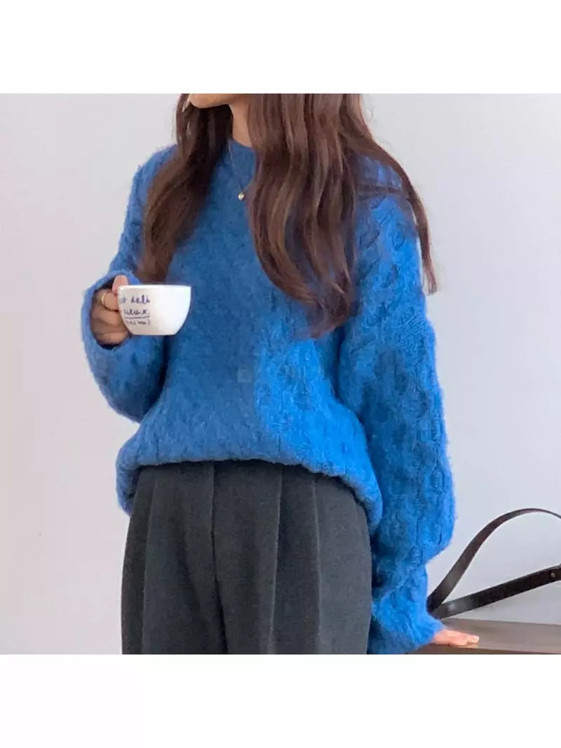 Gracia - Korean Women Fashion - #womensfashion - Unbal Cable Knit Tee - 4