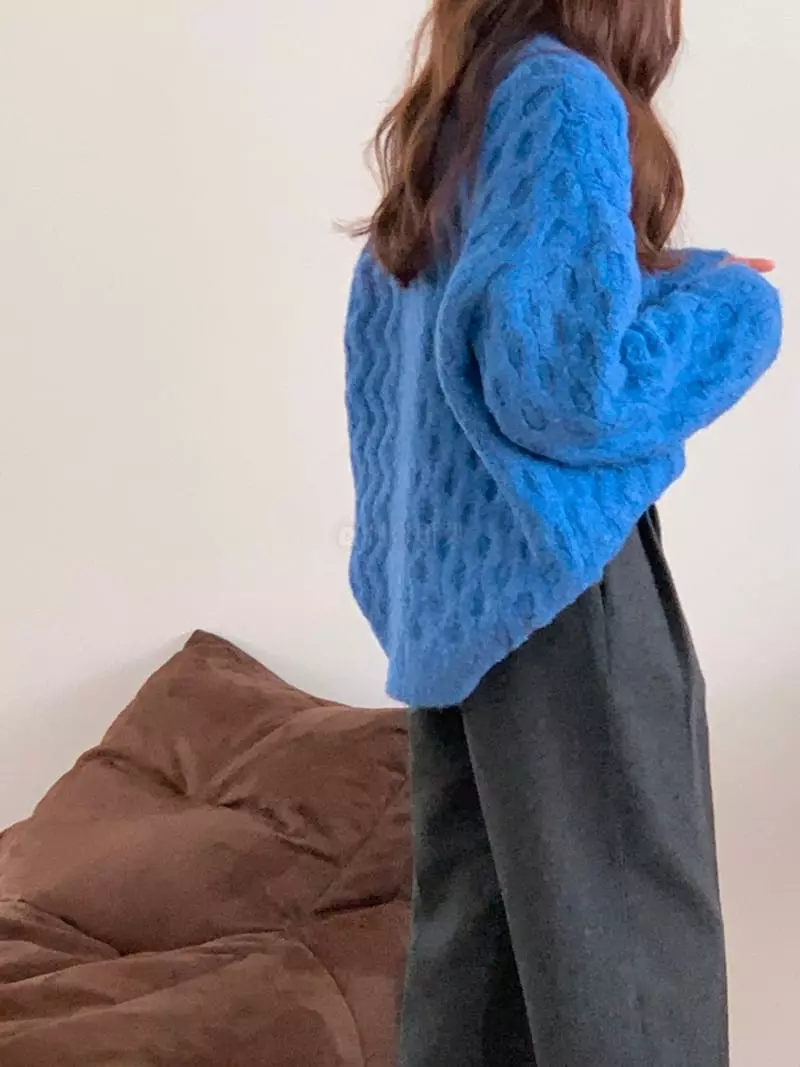 Gracia - Korean Women Fashion - #momslook - Unbal Cable Knit Tee - 5