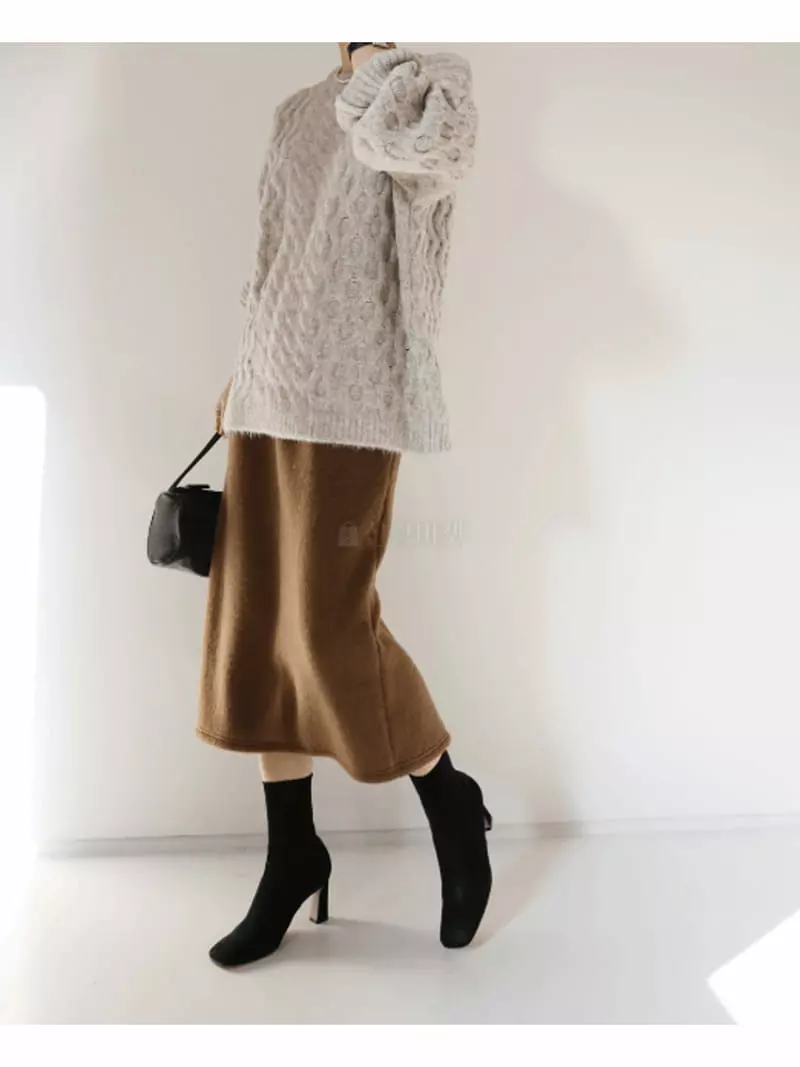 Gracia - Korean Women Fashion - #pursuepretty - Unbal Cable Knit Tee - 10