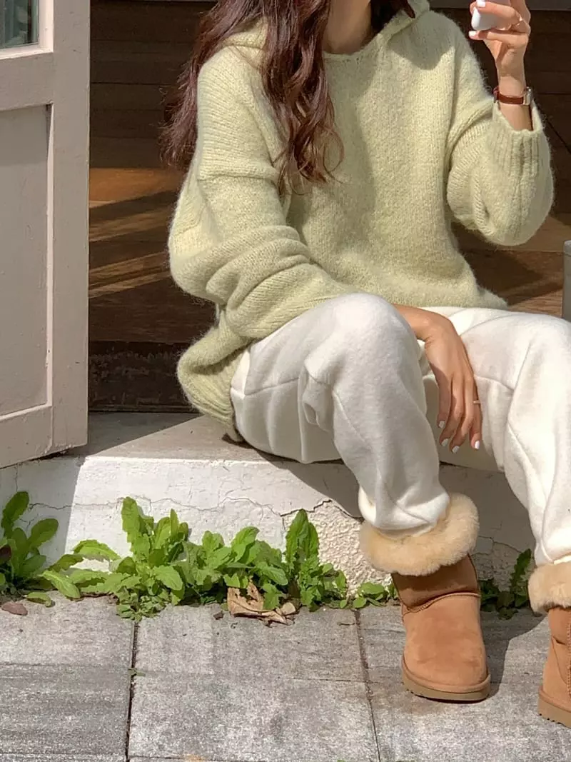 Gracia - Korean Women Fashion - #romanticstyle - Alpaca Hoody Knit Tee - 7