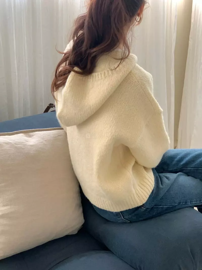 Gracia - Korean Women Fashion - #thelittlethings - Alpaca Hoody Knit Tee - 10
