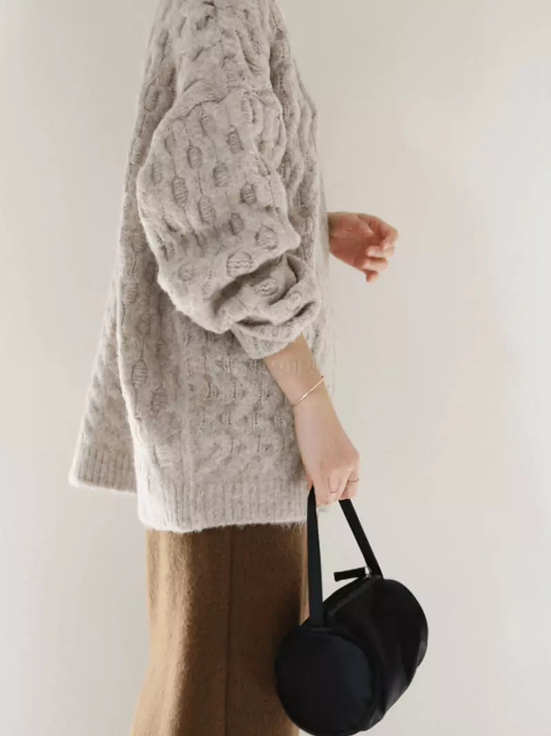 Gracia - Korean Women Fashion - #vintageinspired - Unbal Cable Knit Tee - 8