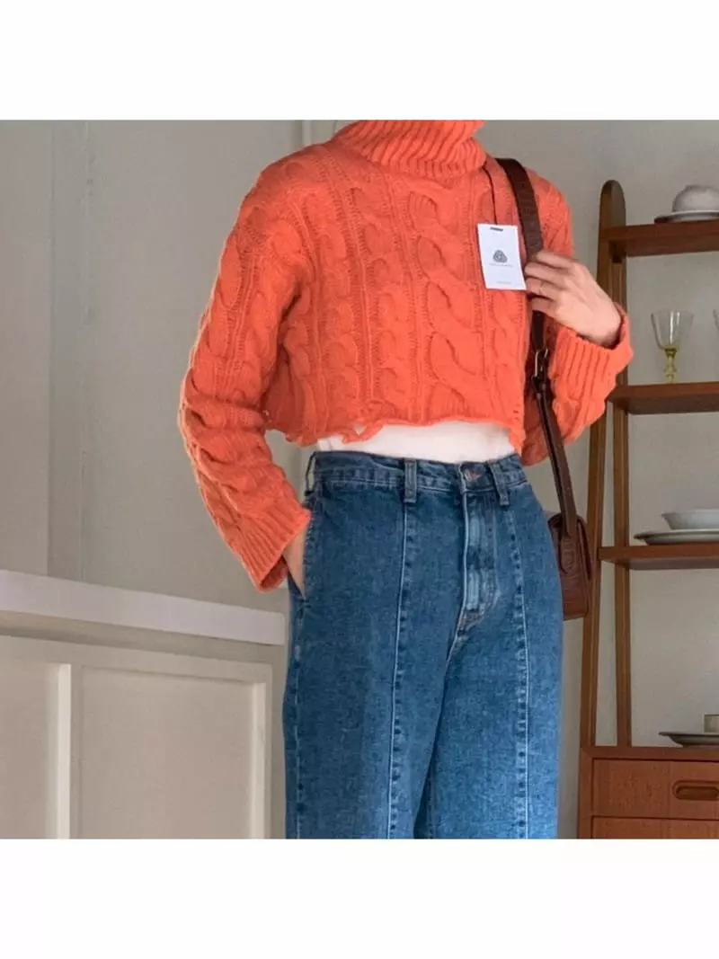 Gracia - Korean Women Fashion - #vintagekidsstyle - Vintage Crop Knit Tee - 6
