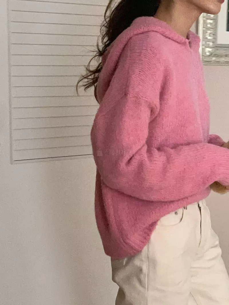 Gracia - Korean Women Fashion - #vintageinspired - Alpaca Hoody Knit Tee - 4