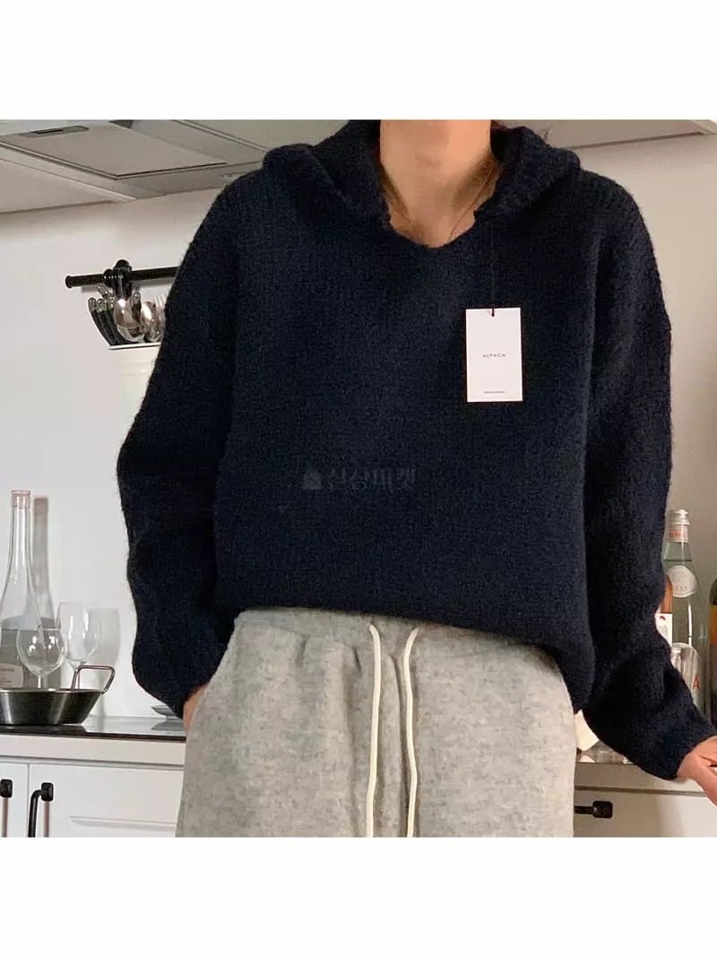 Gracia - Korean Women Fashion - #womensfashion - Alpaca Hoody Knit Tee - 12