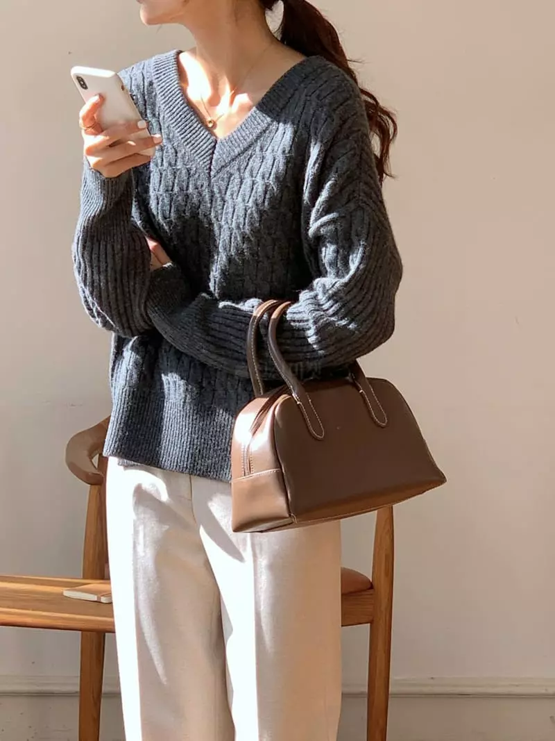 Gracia - Korean Women Fashion - #womensfashion - Two Way Knit Tee - 11
