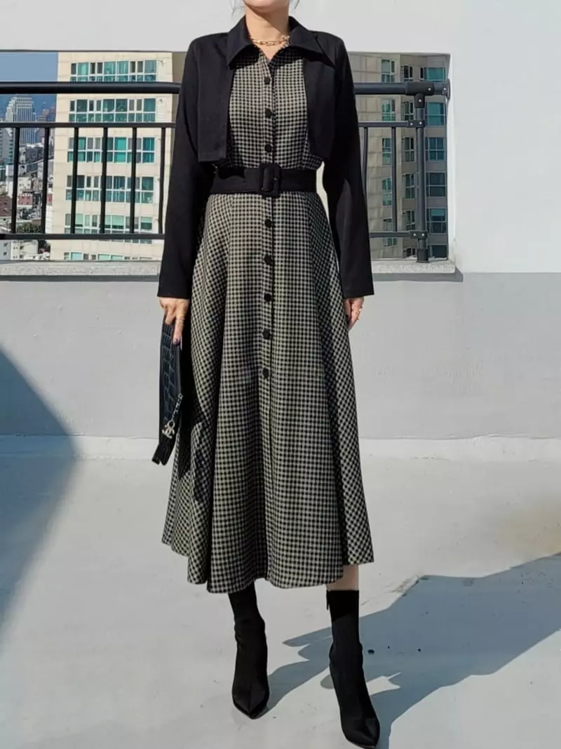 Gratia - Korean Women Fashion - #momslook - Hound Coat One-piece - 10