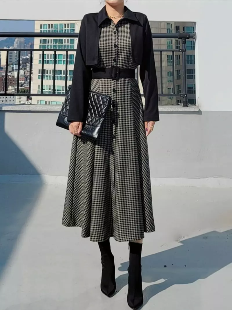 Gratia - Korean Women Fashion - #momslook - Hound Coat One-piece - 2