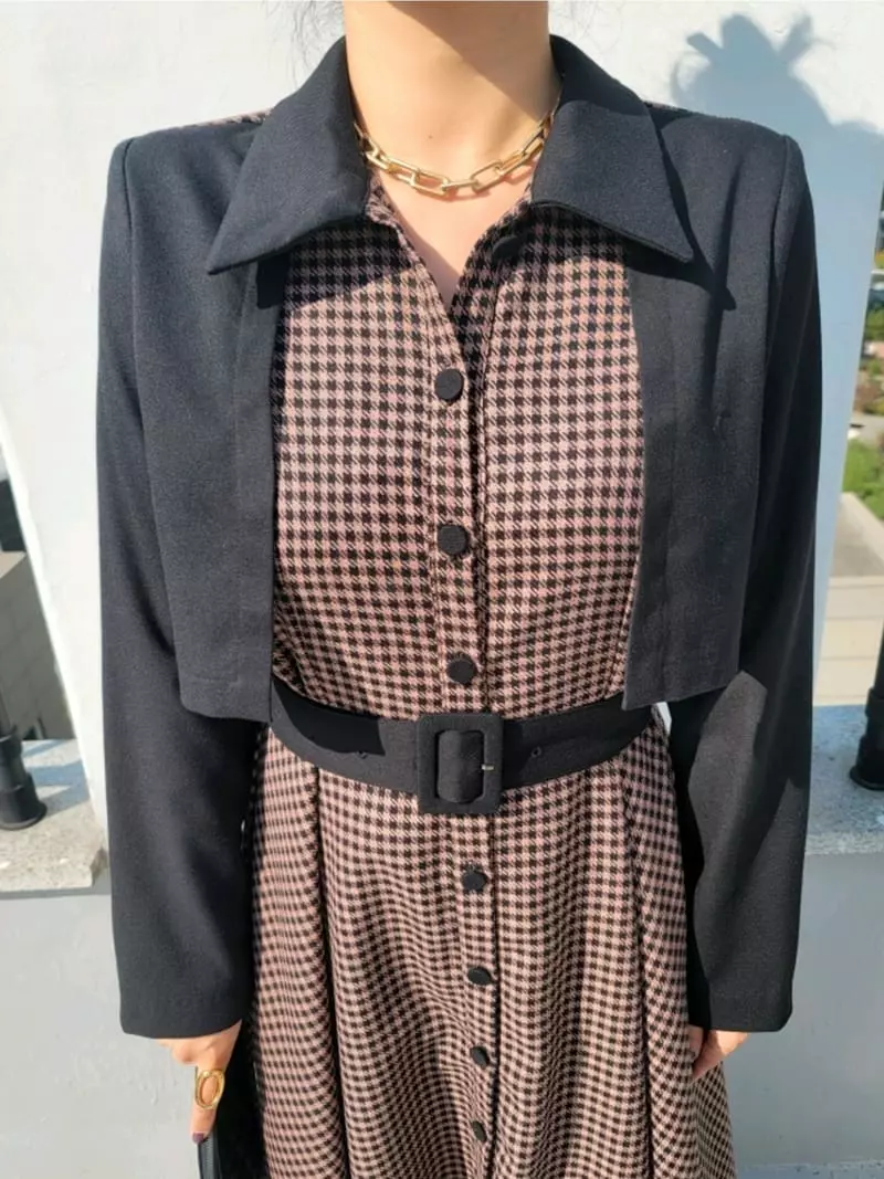 Gratia - Korean Women Fashion - #womensfashion - Hound Coat One-piece - 4