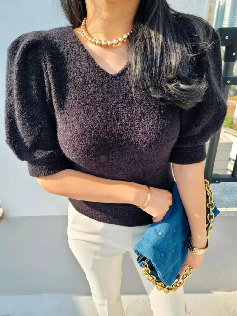 Gratia - Korean Women Fashion - #momslook - Terry Tee - 8