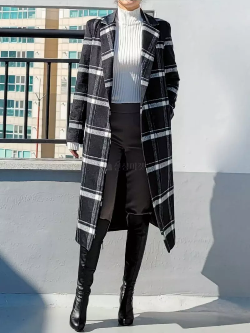 Gratia - Korean Women Fashion - #momslook - Bener Check Coat - 10