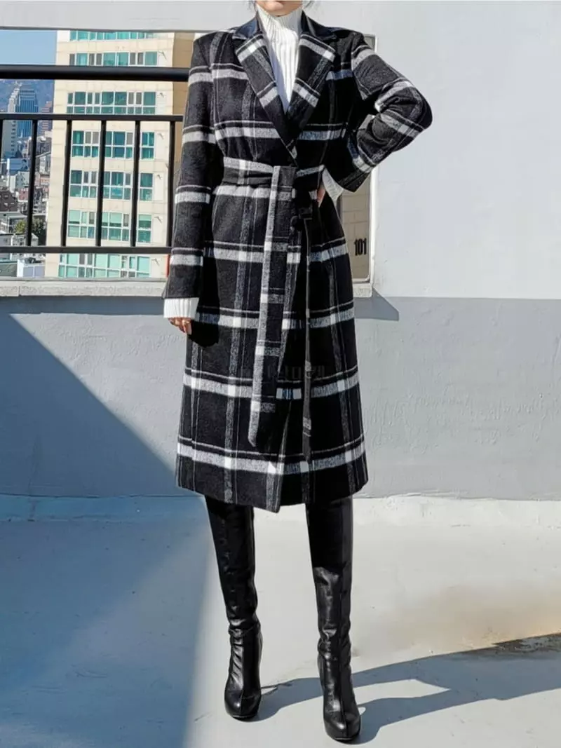 Gratia - Korean Women Fashion - #momslook - Bener Check Coat - 11