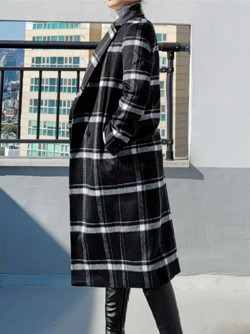 Gratia - Korean Women Fashion - #momslook - Bener Check Coat - 12