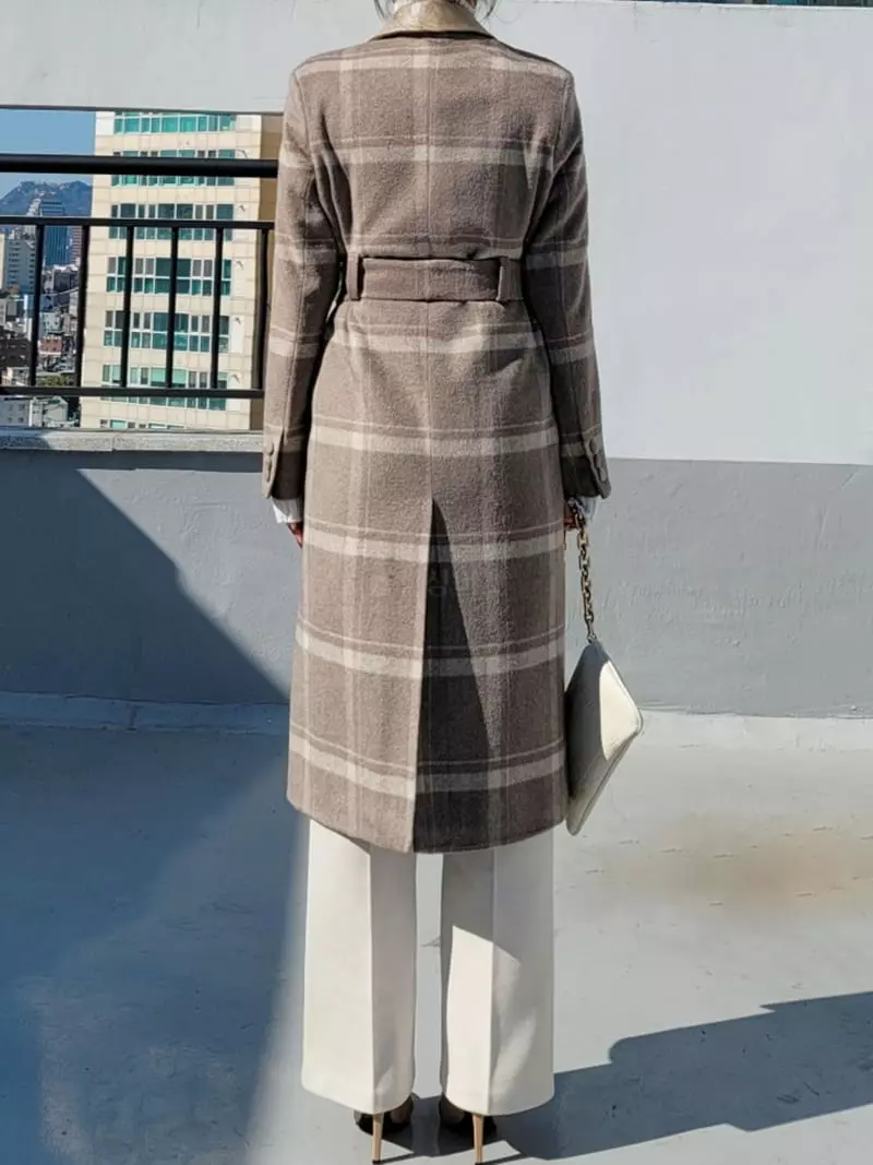 Gratia - Korean Women Fashion - #momslook - Bener Check Coat - 8