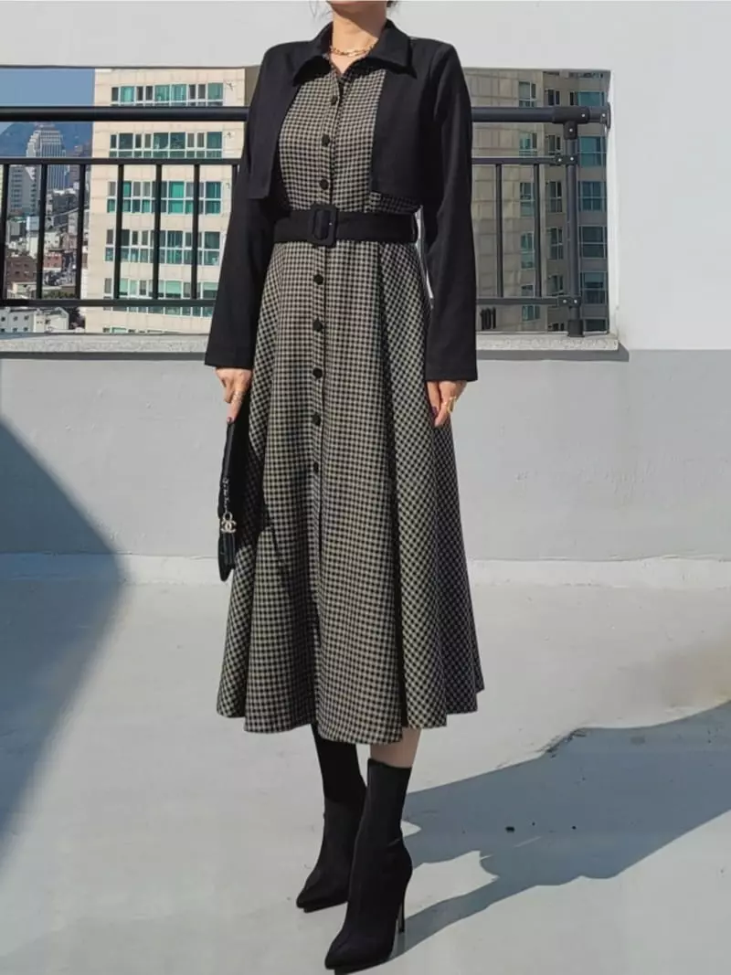 Gratia - Korean Women Fashion - #womensfashion - Hound Coat One-piece - 11