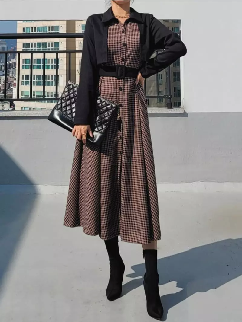 Gratia - Korean Women Fashion - #womensfashion - Hound Coat One-piece - 7