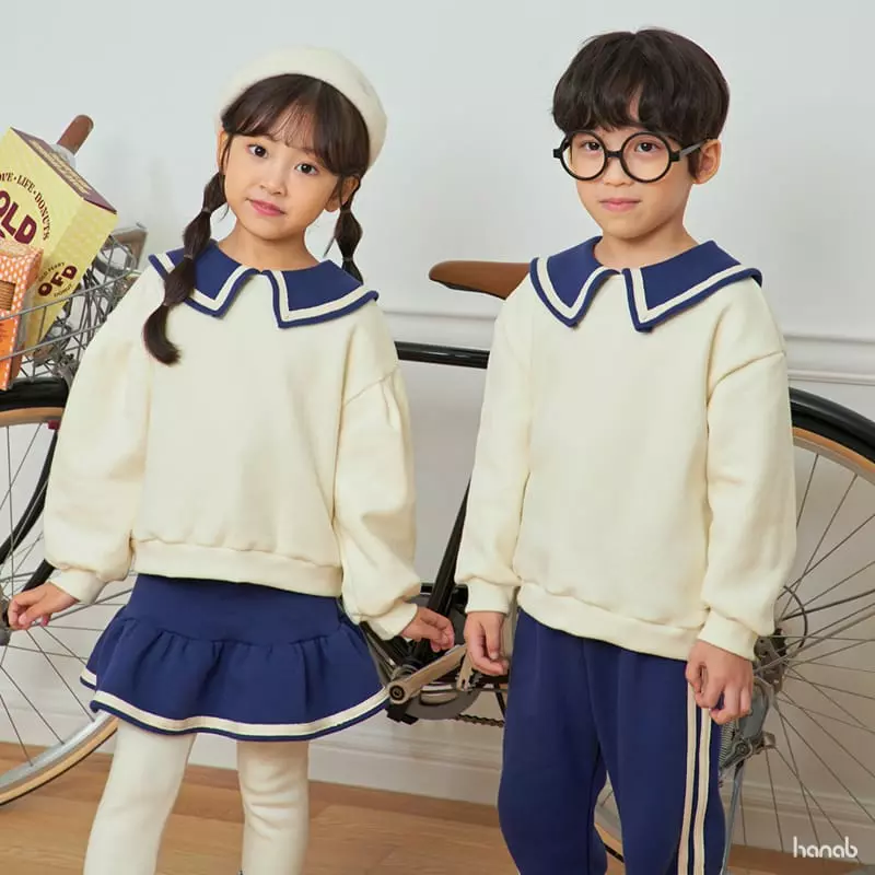 Hanab - Korean Baby Fashion - #babyboutique - Tape Collar Top Bottom Set - 7