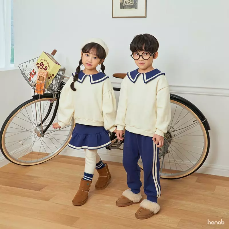 Hanab - Korean Baby Fashion - #babyboutiqueclothing - Tape Collar Top Bottom Set - 8