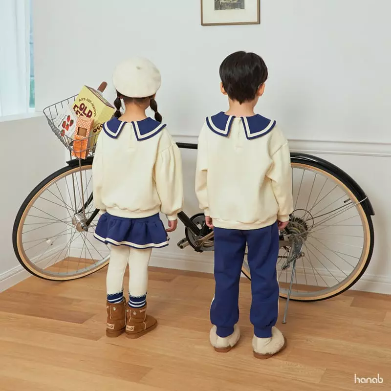 Hanab - Korean Baby Fashion - #babyfever - Tape Collar Top Bottom Set - 11