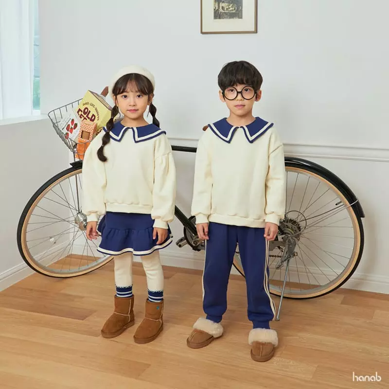 Hanab - Korean Baby Fashion - #babyoutfit - Tape Collar Top Bottom Set