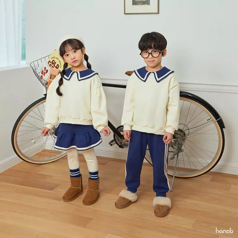 Hanab - Korean Baby Fashion - #babywear - Tape Collar Top Bottom Set - 3