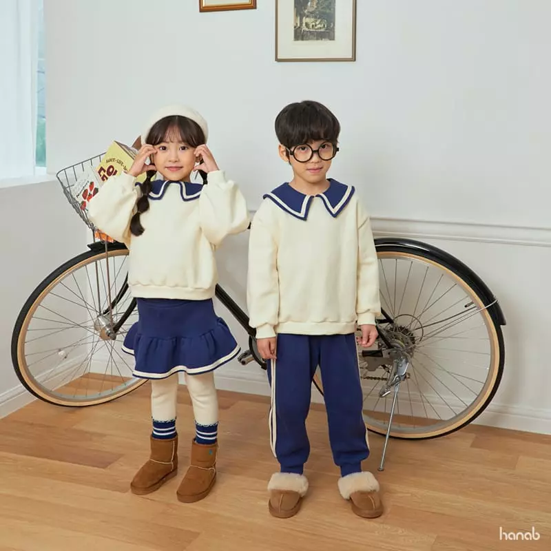 Hanab - Korean Baby Fashion - #babywear - Tape Collar Top Bottom Set - 4