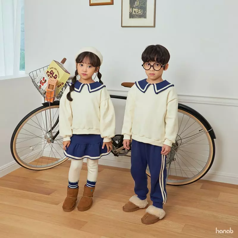 Hanab - Korean Baby Fashion - #smilingbaby - Tape Collar Top Bottom Set - 6