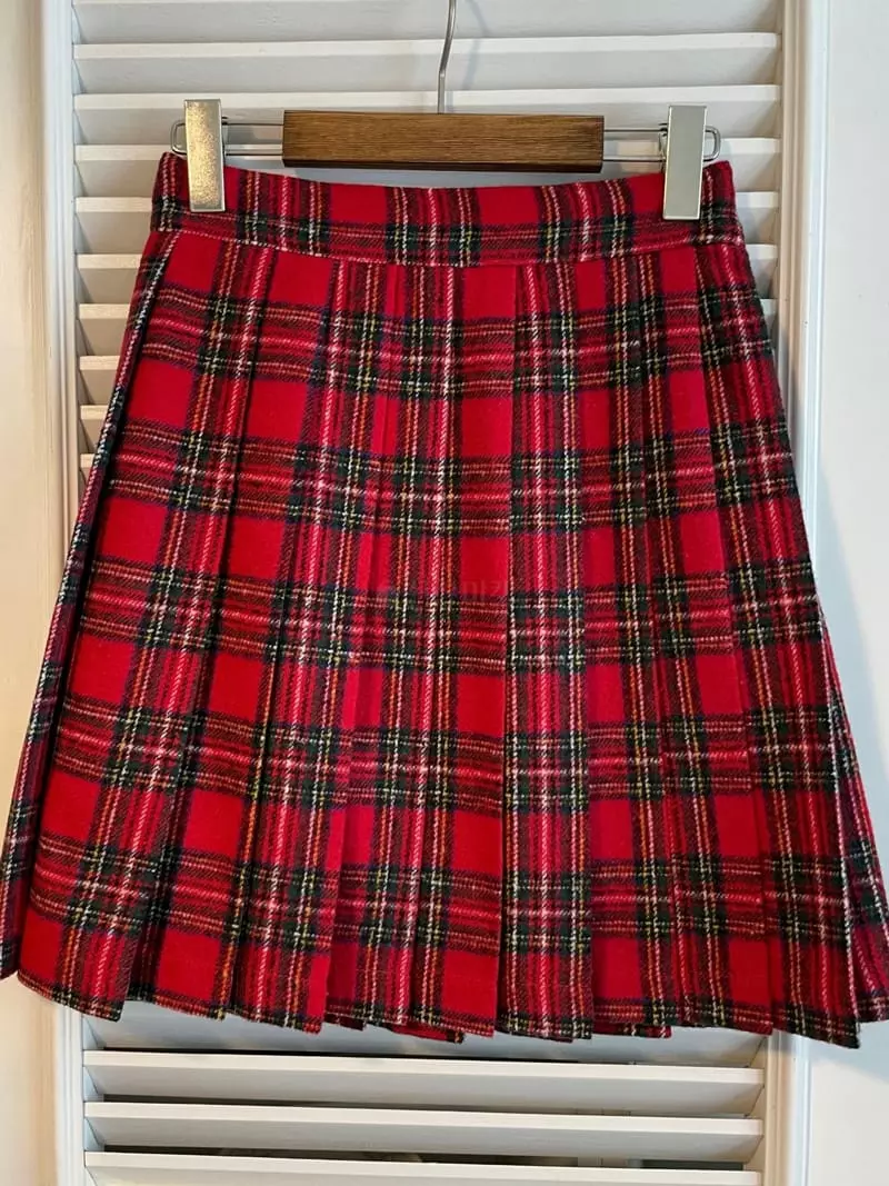 Heyjude - Korean Women Fashion - #restrostyle - Check Wrinkle Skirt
