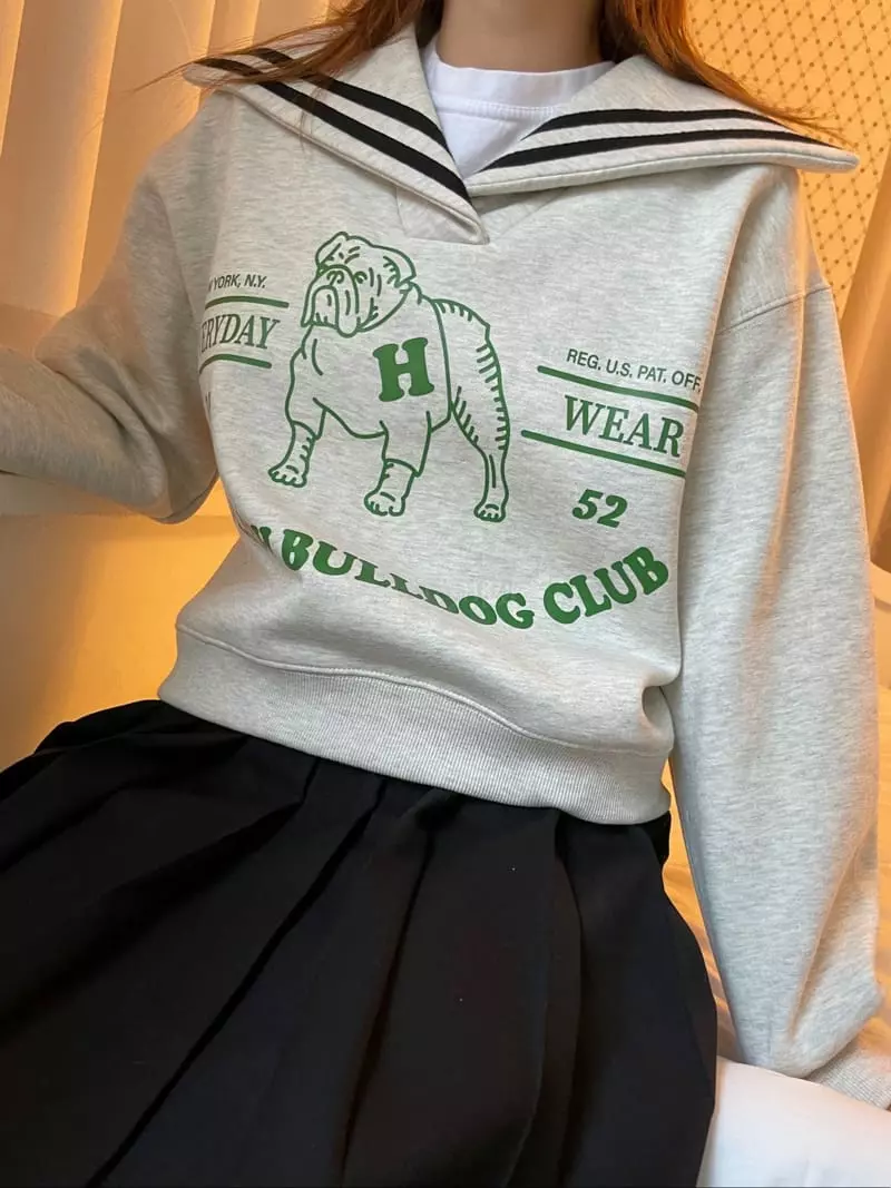 Heyjude - Korean Women Fashion - #thelittlethings - Bull Dog Collar Sweatshirt