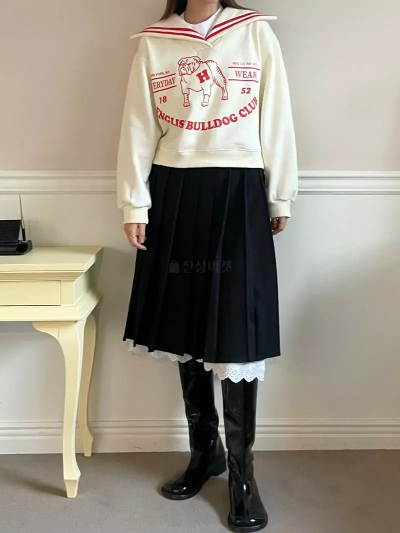 Heyjude - Korean Women Fashion - #womensfashion - Bull Dog Collar Sweatshirt - 3