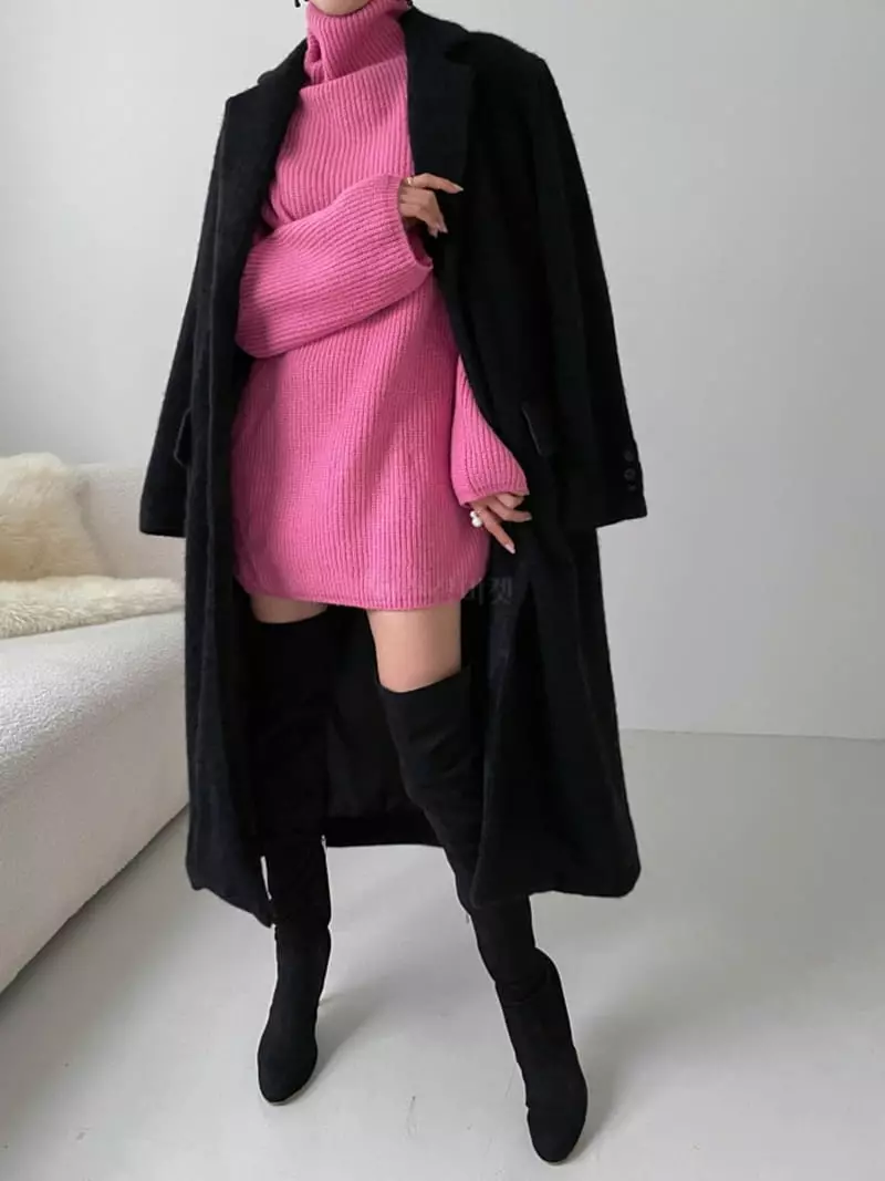 Highcolor - Korean Women Fashion - #momslook - Turtleneck Mini One-piece - 2