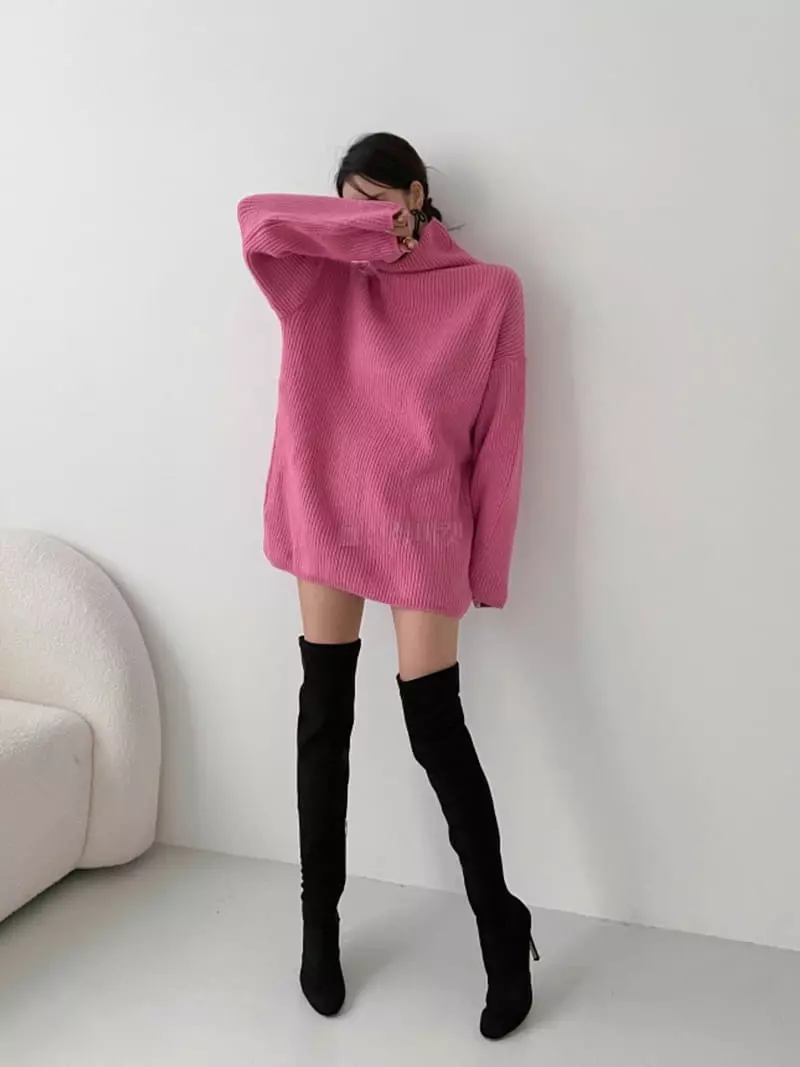 Highcolor - Korean Women Fashion - #womensfashion - Turtleneck Mini One-piece - 4