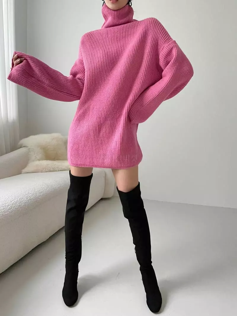 Highcolor - Korean Women Fashion - #momslook - Turtleneck Mini One-piece - 6