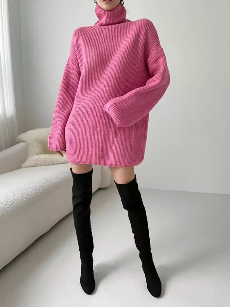 Highcolor - Korean Women Fashion - #womensfashion - Turtleneck Mini One-piece - 5