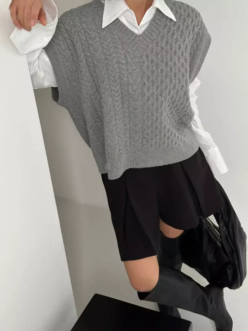 Highcolor - Korean Women Fashion - #womensfashion - Waffle Vest Knit - 9