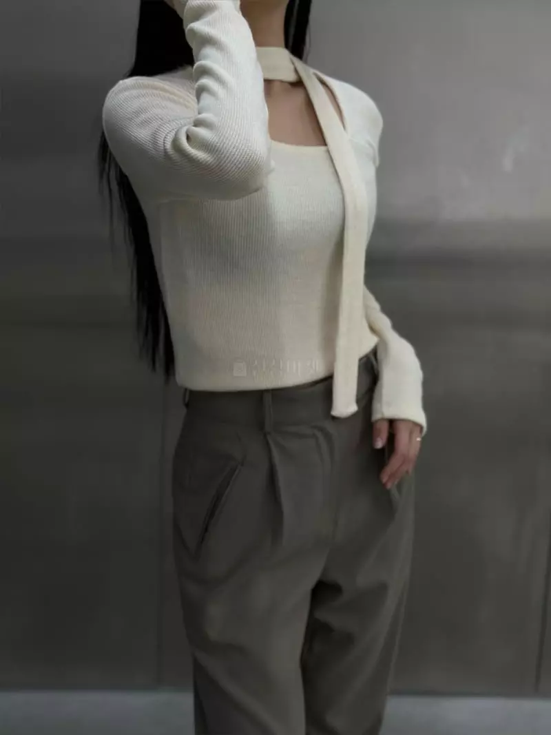 Howl - Korean Women Fashion - #momslook - Tie Knit Tee - 6