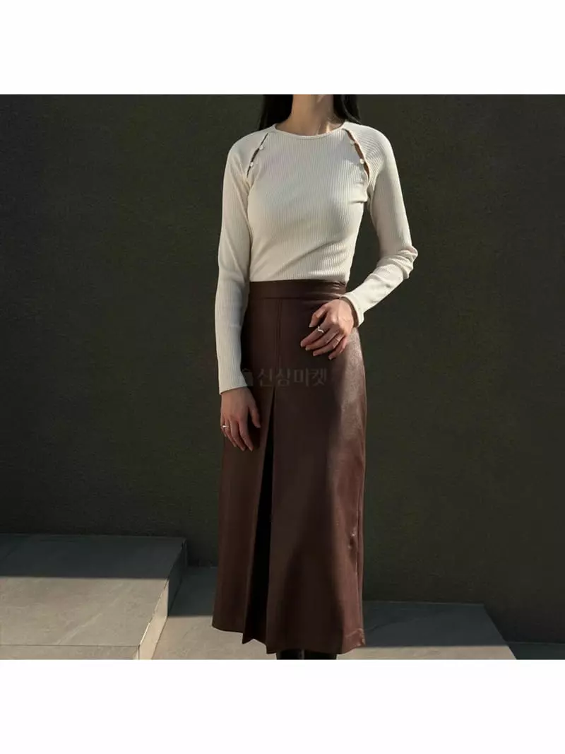 Howl - Korean Women Fashion - #momslook - Button Slit Long Sleeved Tee - 3