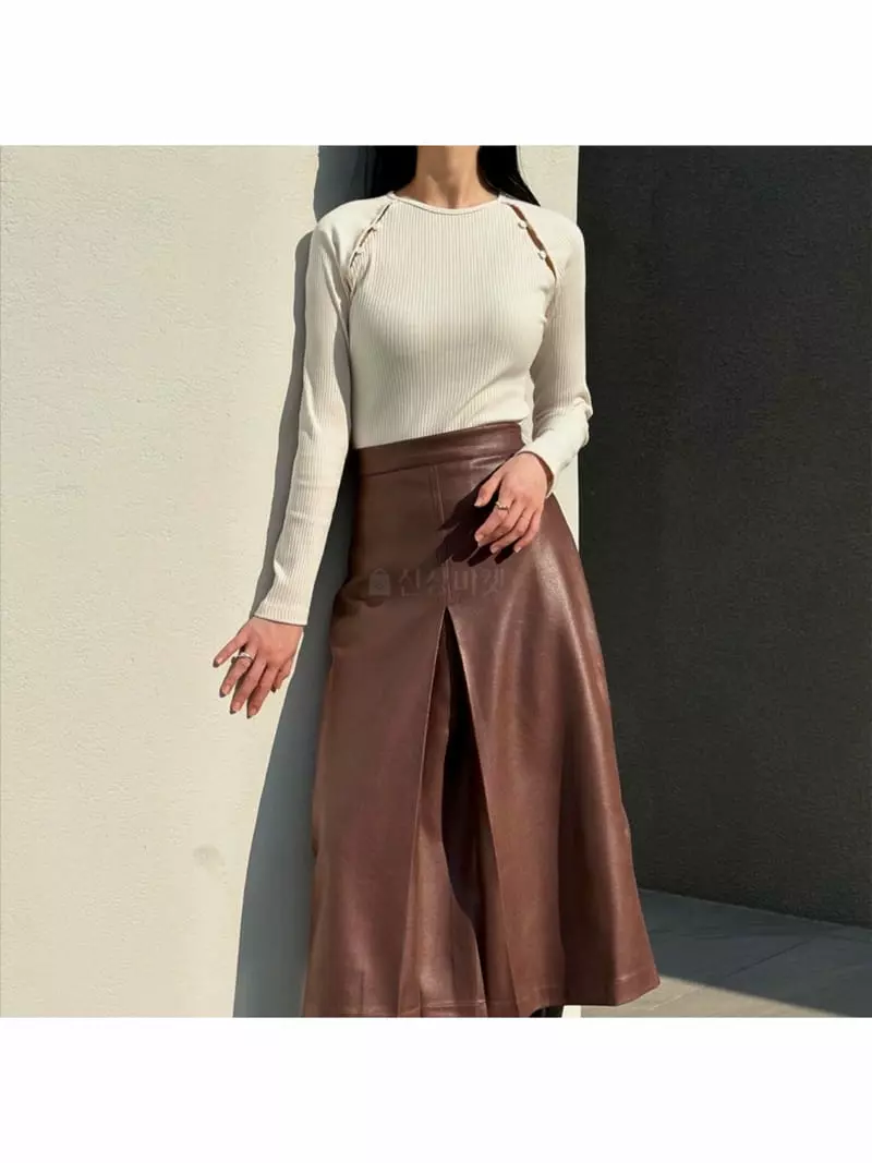 Howl - Korean Women Fashion - #momslook - Button Slit Long Sleeved Tee - 5
