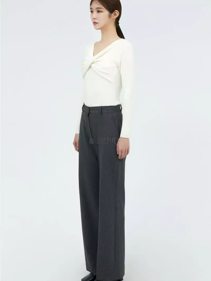 Howl - Korean Women Fashion - #momslook - Wool Checkered Slacks Pants - 9
