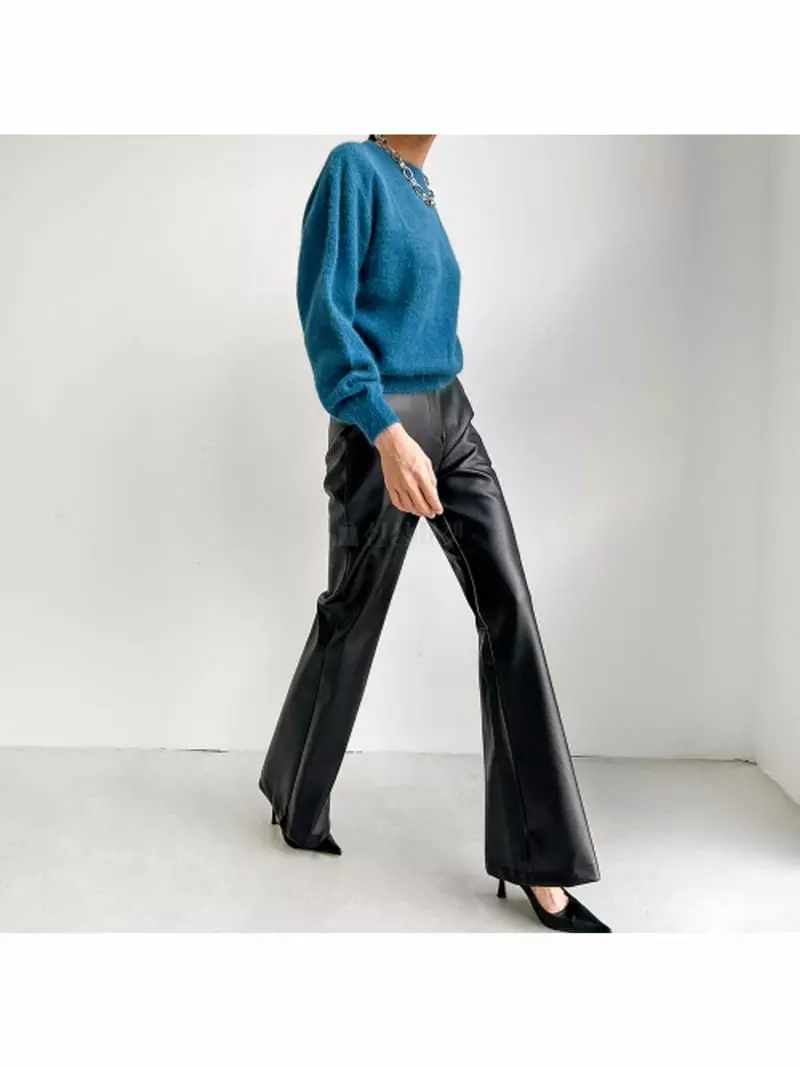 Howl - Korean Women Fashion - #momslook - Leather Bootscut Pants