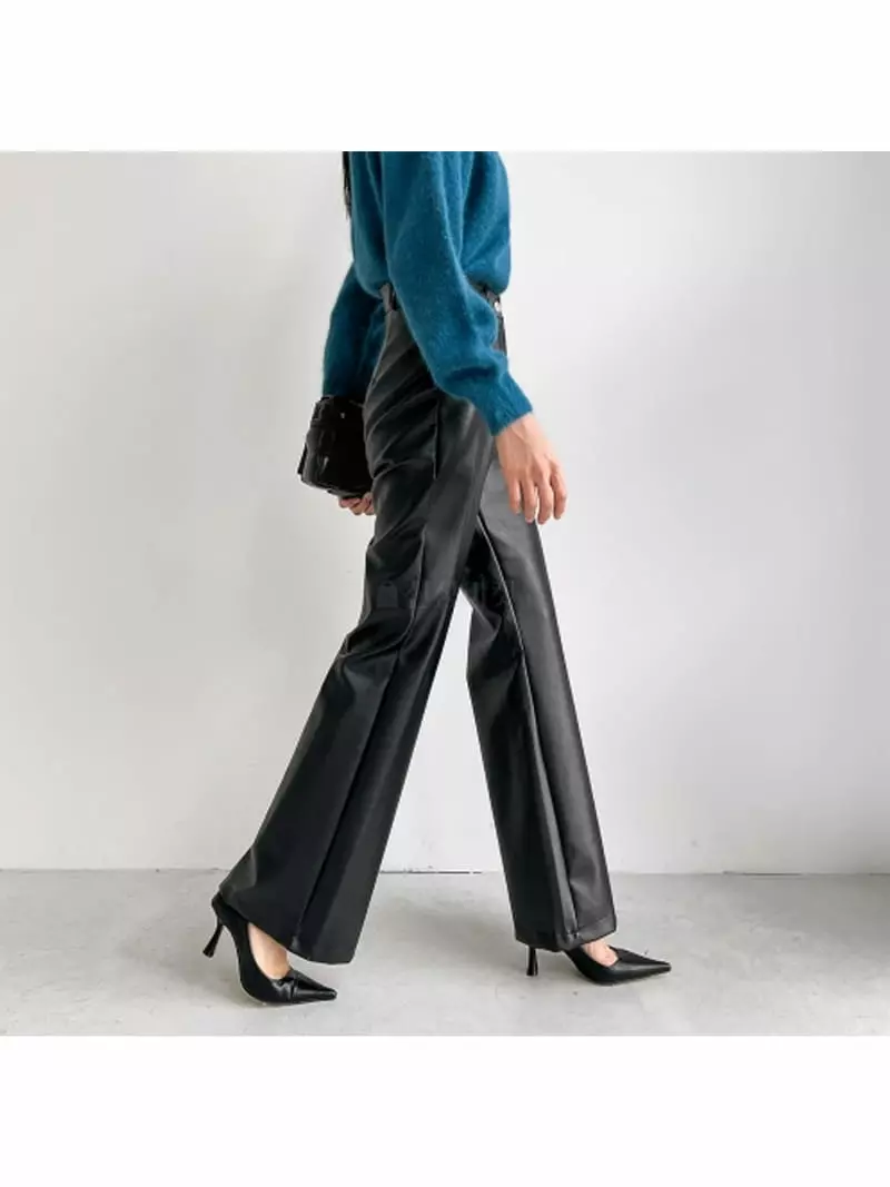 Howl - Korean Women Fashion - #momslook - Leather Bootscut Pants - 3