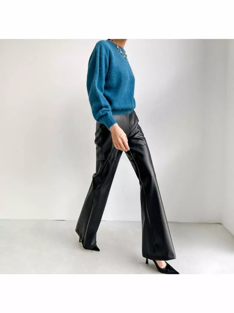 Howl - Korean Women Fashion - #momslook - Leather Bootscut Pants - 5
