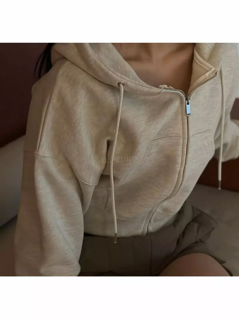 Howl - Korean Women Fashion - #vintageinspired - Napping Short Hooded Zip-Up - 7