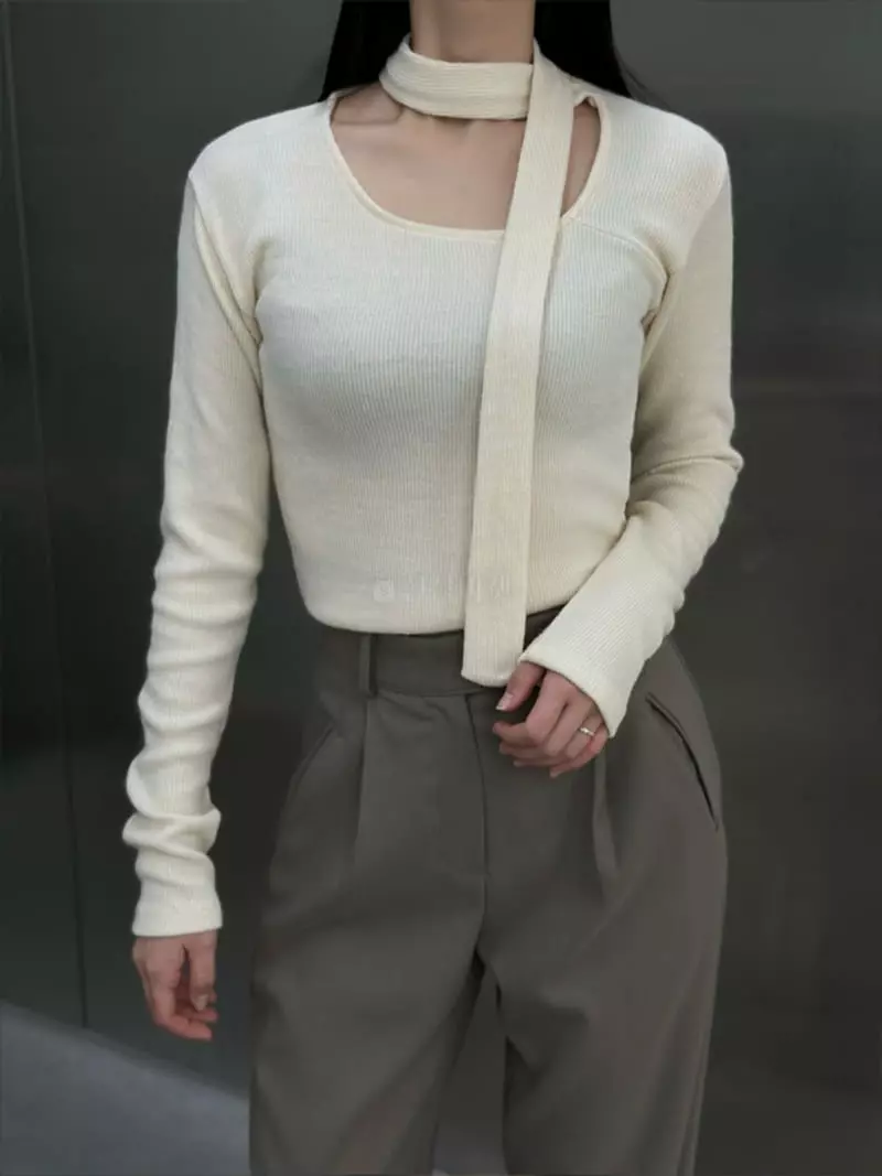Howl - Korean Women Fashion - #womensfashion - Tie Knit Tee - 5