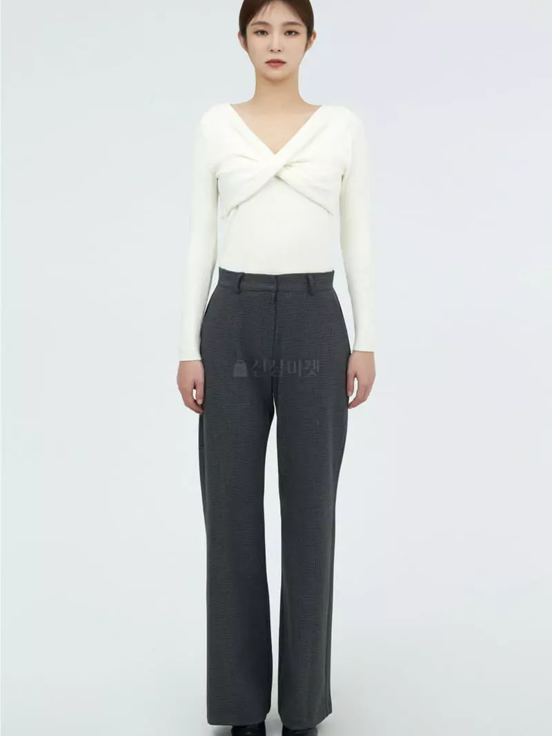 Howl - Korean Women Fashion - #womensfashion - Wool Checkered Slacks Pants - 10