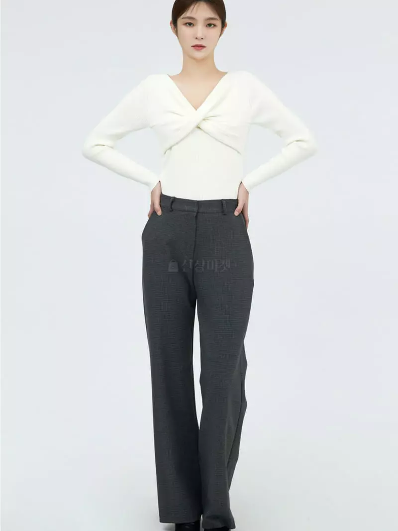 Howl - Korean Women Fashion - #womensfashion - Wool Checkered Slacks Pants - 2