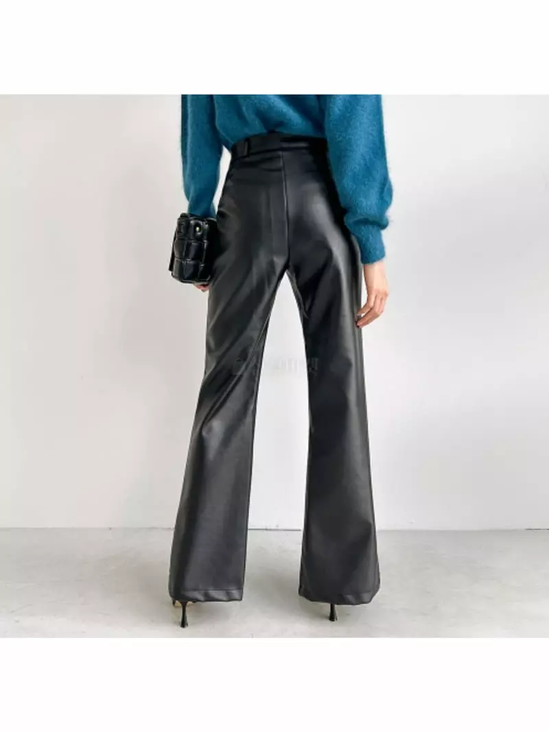 Howl - Korean Women Fashion - #womensfashion - Leather Bootscut Pants - 2