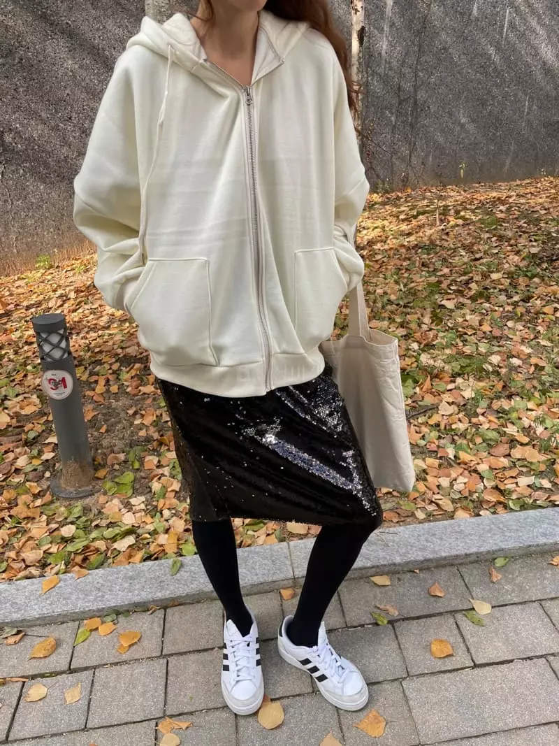 Hue - Korean Women Fashion - #momslook - Over Hoody Zip-up - 3