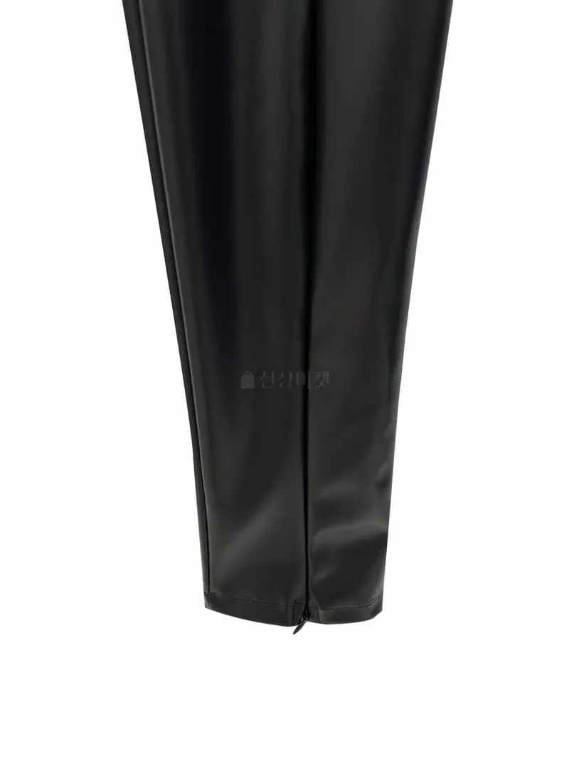 Inssense - Korean Women Fashion - #momslook - Leather Front Slit Zipper Leggings - 8